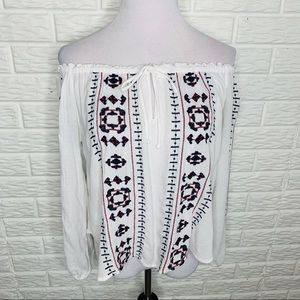 ABERCROMBIE & FITCH White Peasant Top Off Shoulder Size S
